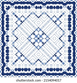 Fliesen-Fliesen-Fliesen aus antiker Azulejo-Zeit. Originelles Design. Vektornahtloses Musterthema. Blauer Spain und portugiesisches Dekor für Taschen, Smartphone-Kisten, T-Shirts, Bettwäsche oder Scrapbooking.