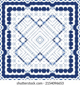 Baldosas de azulejos antiguos. Diseño original. Tema del patrón sin fisuras del vector. España azul y decoración portuguesa para bolsas, estuches para smartphones, camisetas, ropa de cama o scrapbooking.