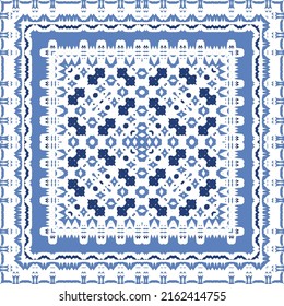 Antique azulejo tiles patchwork. Original design. Vector seamless pattern theme. Blue spain and portuguese decor for bags, smartphone cases, T-shirts, linens or scrapbooking.