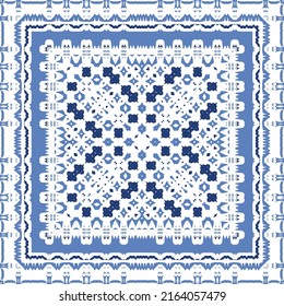 Antique azulejo tiles patchwork. Original design. Vector seamless pattern theme. Blue spain and portuguese decor for bags, smartphone cases, T-shirts, linens or scrapbooking.