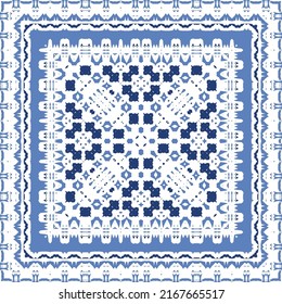Baldosas de azulejos antiguos. Diseño original. Tema del patrón sin fisuras del vector. España azul y decoración portuguesa para bolsas, estuches para smartphones, camisetas, ropa de cama o scrapbooking.