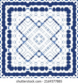 Antique azulejo tiles patchwork. Original design. Vector seamless pattern theme. Blue spain and portuguese decor for bags, smartphone cases, T-shirts, linens or scrapbooking.