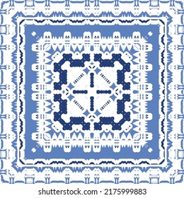 Antique azulejo tiles patchwork. Original design. Vector seamless pattern theme. Blue spain and portuguese decor for bags, smartphone cases, T-shirts, linens or scrapbooking.