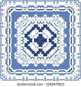 Antique azulejo tiles patchwork. Original design. Vector seamless pattern theme. Blue spain and portuguese decor for bags, smartphone cases, T-shirts, linens or scrapbooking.