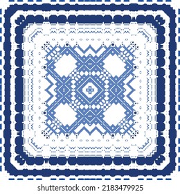 Antique azulejo tiles patchwork. Original design. Vector seamless pattern theme. Blue spain and portuguese decor for bags, smartphone cases, T-shirts, linens or scrapbooking.