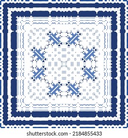 Antique azulejo tiles patchwork. Original design. Vector seamless pattern theme. Blue spain and portuguese decor for bags, smartphone cases, T-shirts, linens or scrapbooking.