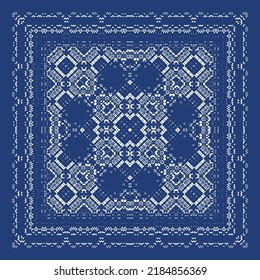 Antique azulejo tiles patchwork. Original design. Vector seamless pattern theme. Blue spain and portuguese decor for bags, smartphone cases, T-shirts, linens or scrapbooking.