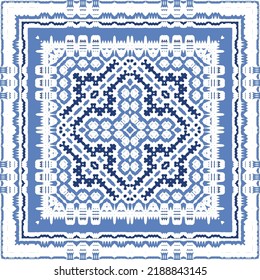 Antique azulejo tiles patchwork. Original design. Vector seamless pattern theme. Blue spain and portuguese decor for bags, smartphone cases, T-shirts, linens or scrapbooking.