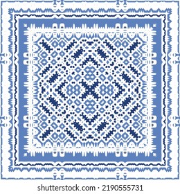 Antique azulejo tiles patchwork. Original design. Vector seamless pattern theme. Blue spain and portuguese decor for bags, smartphone cases, T-shirts, linens or scrapbooking.