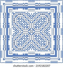 Antique azulejo tiles patchwork. Original design. Vector seamless pattern theme. Blue spain and portuguese decor for bags, smartphone cases, T-shirts, linens or scrapbooking.