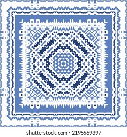 Antique azulejo tiles patchwork. Original design. Vector seamless pattern theme. Blue spain and portuguese decor for bags, smartphone cases, T-shirts, linens or scrapbooking.