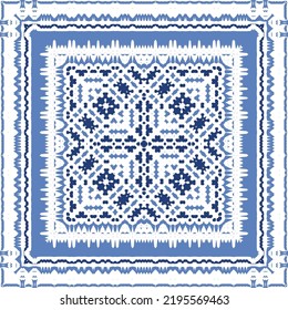 Antique azulejo tiles patchwork. Original design. Vector seamless pattern theme. Blue spain and portuguese decor for bags, smartphone cases, T-shirts, linens or scrapbooking.