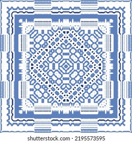 Antique azulejo tiles patchwork. Original design. Vector seamless pattern theme. Blue spain and portuguese decor for bags, smartphone cases, T-shirts, linens or scrapbooking.