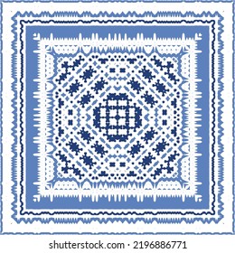 Antique azulejo tiles patchwork. Original design. Vector seamless pattern theme. Blue spain and portuguese decor for bags, smartphone cases, T-shirts, linens or scrapbooking.