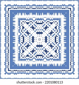 Antique azulejo tiles patchwork. Original design. Vector seamless pattern theme. Blue spain and portuguese decor for bags, smartphone cases, T-shirts, linens or scrapbooking.