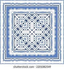 Antique azulejo tiles patchwork. Original design. Vector seamless pattern theme. Blue spain and portuguese decor for bags, smartphone cases, T-shirts, linens or scrapbooking.