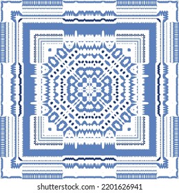 Antique azulejo tiles patchwork. Original design. Vector seamless pattern theme. Blue spain and portuguese decor for bags, smartphone cases, T-shirts, linens or scrapbooking.