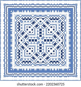 Antique azulejo tiles patchwork. Original design. Vector seamless pattern theme. Blue spain and portuguese decor for bags, smartphone cases, T-shirts, linens or scrapbooking.