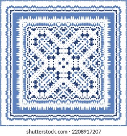 Antique azulejo tiles patchwork. Original design. Vector seamless pattern theme. Blue spain and portuguese decor for bags, smartphone cases, T-shirts, linens or scrapbooking.