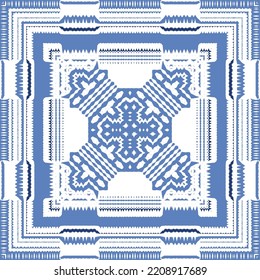 Antique azulejo tiles patchwork. Original design. Vector seamless pattern theme. Blue spain and portuguese decor for bags, smartphone cases, T-shirts, linens or scrapbooking.