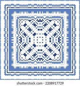Antique azulejo tiles patchwork. Original design. Vector seamless pattern theme. Blue spain and portuguese decor for bags, smartphone cases, T-shirts, linens or scrapbooking.