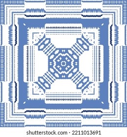Antique azulejo tiles patchwork. Original design. Vector seamless pattern theme. Blue spain and portuguese decor for bags, smartphone cases, T-shirts, linens or scrapbooking.