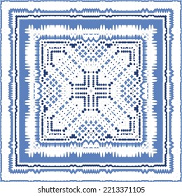 Antique azulejo tiles patchwork. Original design. Vector seamless pattern theme. Blue spain and portuguese decor for bags, smartphone cases, T-shirts, linens or scrapbooking.