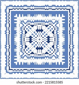 Antique azulejo tiles patchwork. Original design. Vector seamless pattern theme. Blue spain and portuguese decor for bags, smartphone cases, T-shirts, linens or scrapbooking.