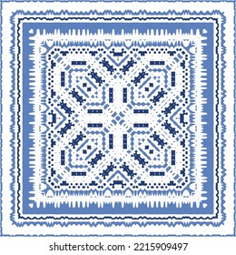 Antique azulejo tiles patchwork. Original design. Vector seamless pattern theme. Blue spain and portuguese decor for bags, smartphone cases, T-shirts, linens or scrapbooking.