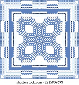 Antique azulejo tiles patchwork. Original design. Vector seamless pattern theme. Blue spain and portuguese decor for bags, smartphone cases, T-shirts, linens or scrapbooking.