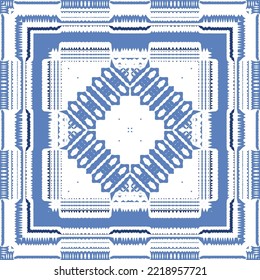 Antique azulejo tiles patchwork. Original design. Vector seamless pattern theme. Blue spain and portuguese decor for bags, smartphone cases, T-shirts, linens or scrapbooking.