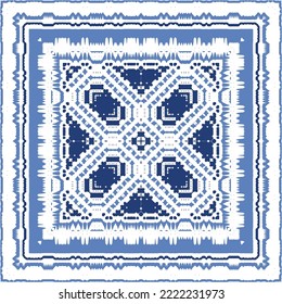 Antique azulejo tiles patchwork. Original design. Vector seamless pattern theme. Blue spain and portuguese decor for bags, smartphone cases, T-shirts, linens or scrapbooking.