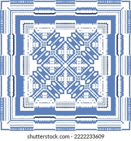 Antique azulejo tiles patchwork. Original design. Vector seamless pattern theme. Blue spain and portuguese decor for bags, smartphone cases, T-shirts, linens or scrapbooking.