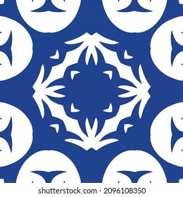 Fliesen-Fliesen-Fliesen aus antiker Azulejo-Zeit. Stilvolles Design. Vektornahtlose Muster-Textur. Blauer Spain und portugiesisches Dekor für Taschen, Smartphone-Kisten, T-Shirts, Bettwäsche oder Scrapbooking.