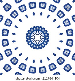 Fliesen-Fliesen-Fliesen aus antiker Azulejo-Zeit. Stilvolles Design. Vektornahtloses Musterthema. Blauer Spain und portugiesisches Dekor für Taschen, Smartphone-Kisten, T-Shirts, Bettwäsche oder Scrapbooking.