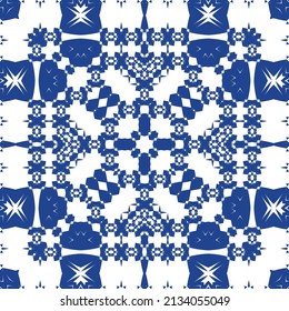 Baldosas de azulejos antiguos. Diseño elegante. Tema del patrón sin fisuras del vector. España azul y decoración portuguesa para bolsas, estuches para smartphones, camisetas, ropa de cama o scrapbooking.