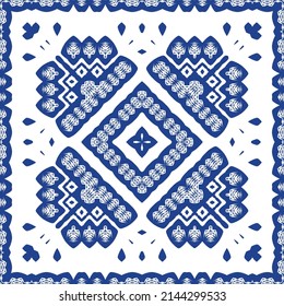Fliesen-Fliesen-Fliesen aus antiker Azulejo-Zeit. Stilvolles Design. Vektornahtloses Musterthema. Blauer Spain und portugiesisches Dekor für Taschen, Smartphone-Kisten, T-Shirts, Bettwäsche oder Scrapbooking.
