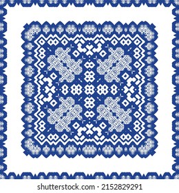 Antique azulejo tiles patchwork. Stylish design. Vector seamless pattern theme. Blue spain and portuguese decor for bags, smartphone cases, T-shirts, linens or scrapbooking.