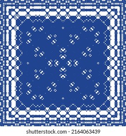 Antique azulejo tiles patchwork. Stylish design. Vector seamless pattern theme. Blue spain and portuguese decor for bags, smartphone cases, T-shirts, linens or scrapbooking.