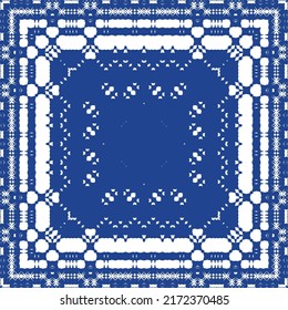 Antique azulejo tiles patchwork. Stylish design. Vector seamless pattern theme. Blue spain and portuguese decor for bags, smartphone cases, T-shirts, linens or scrapbooking.
