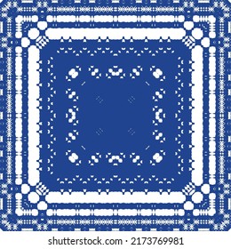Antique azulejo tiles patchwork. Stylish design. Vector seamless pattern theme. Blue spain and portuguese decor for bags, smartphone cases, T-shirts, linens or scrapbooking.