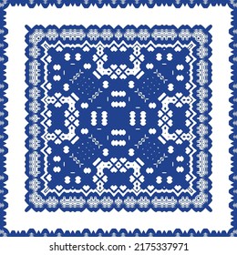 Antique azulejo tiles patchwork. Stylish design. Vector seamless pattern theme. Blue spain and portuguese decor for bags, smartphone cases, T-shirts, linens or scrapbooking.