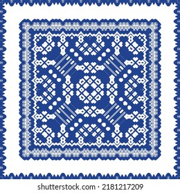 Antique azulejo tiles patchwork. Stylish design. Vector seamless pattern theme. Blue spain and portuguese decor for bags, smartphone cases, T-shirts, linens or scrapbooking.