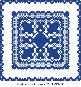 Antique azulejo tiles patchwork. Stylish design. Vector seamless pattern theme. Blue spain and portuguese decor for bags, smartphone cases, T-shirts, linens or scrapbooking.