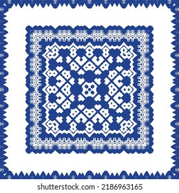 Antique azulejo tiles patchwork. Stylish design. Vector seamless pattern theme. Blue spain and portuguese decor for bags, smartphone cases, T-shirts, linens or scrapbooking.