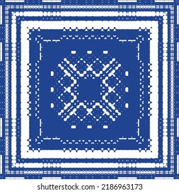 Antique azulejo tiles patchwork. Stylish design. Vector seamless pattern theme. Blue spain and portuguese decor for bags, smartphone cases, T-shirts, linens or scrapbooking.