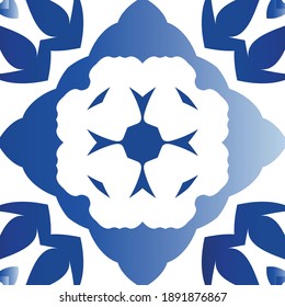 Antique azulejo tiles patchwork. Universal design. Vector seamless pattern elements. Blue spain and portuguese decor for bags, smartphone cases, T-shirts, linens or scrapbooking.