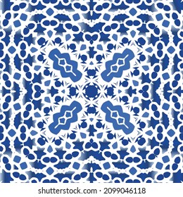 Baldosas de azulejos antiguos. Diseño universal. Elementos de patrón sin fisuras vectoriales. España azul y decoración portuguesa para bolsas, estuches para smartphones, camisetas, ropa de cama o scrapbooking.