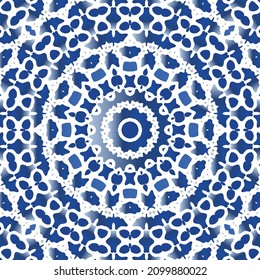 Antique azulejo tiles patchwork. Universal design. Vector seamless pattern elements. Blue spain and portuguese decor for bags, smartphone cases, T-shirts, linens or scrapbooking.