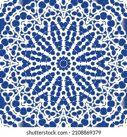 Antique azulejo tiles patchwork. Universal design. Vector seamless pattern elements. Blue spain and portuguese decor for bags, smartphone cases, T-shirts, linens or scrapbooking.